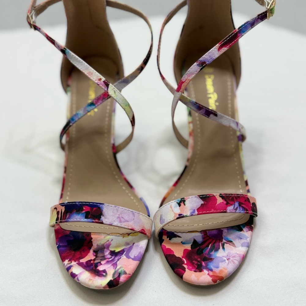 Dream Pairs Floral Strappy Heels Size 9.5 Multicolor Ankle Strap Stiletto Sandal